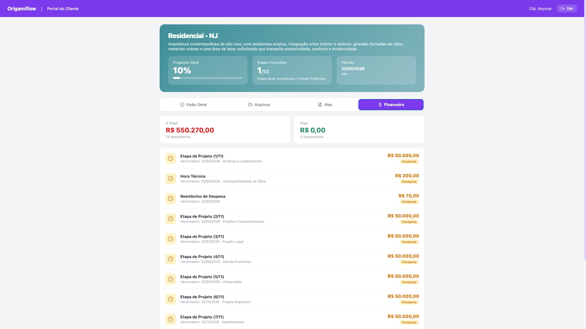Portal do Cliente — Financeiro