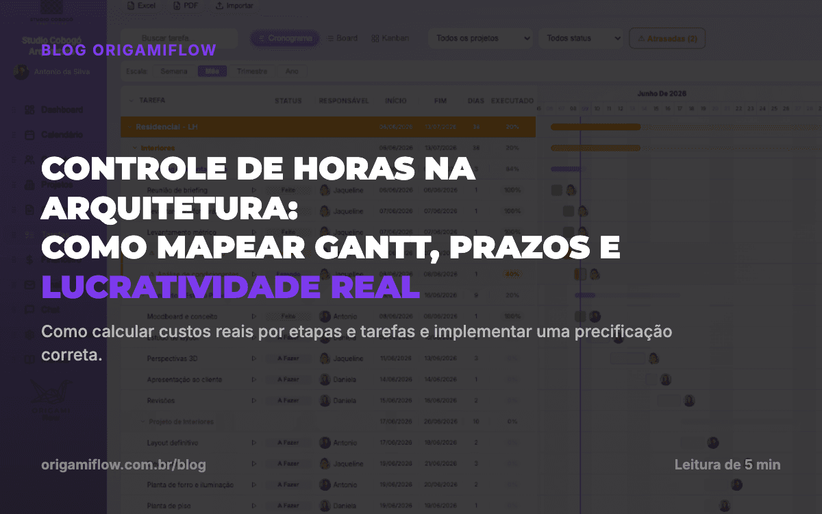 Controle de Horas em Arquitetura: Timesheet e Gantt