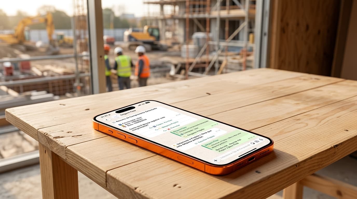 Interface do WhatsApp + IA no Canteiro de Obras