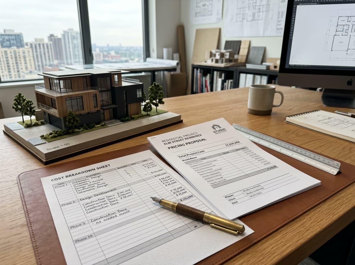 Composição de custos de projeto, maquete física e proposta comercial executiva